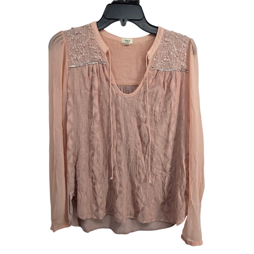 Anthropologie Tiny Pink Blush Embroidered Blouse Size Small
